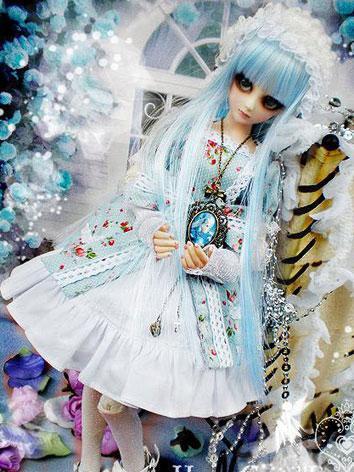 BJD Clothes blue winter dress set for MSD