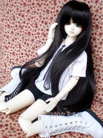 BJD Wig Long Straight Black Hair for MSD Ball Jointed Doll