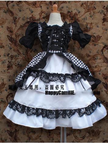 BJD Clothes Black&White Grid Skirt Girl for SD/MSD Ball-jointed Doll