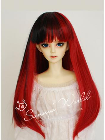 BJD Wig Girl Red Mixed Black BW041for SD Ball-jointed Doll