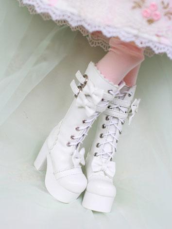 Bjd Shoes HIgh-heel White/Black Lolita High Boots for MSD Size Ball-jointed Doll