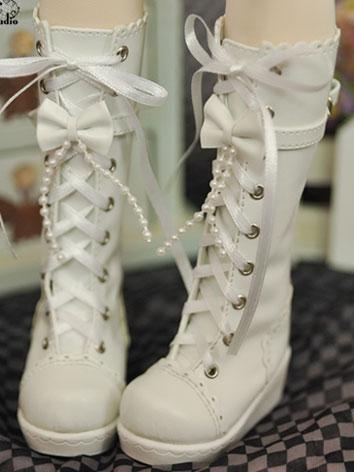 BJD Cute Girl White/Black Boots for MSD/SD Ball-jointed doll