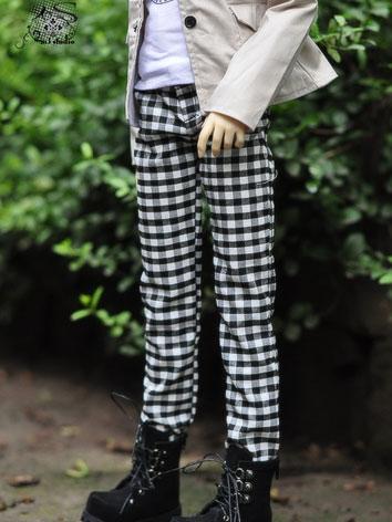 BJD Clothes Black&White Gird Trousers for YSD/MSD/SD/70cm Ball-jointed Doll