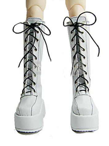 Bjd Shoes Boy/Girl White High Boots Shoes 7703 for SD Size Ball-jointed Doll