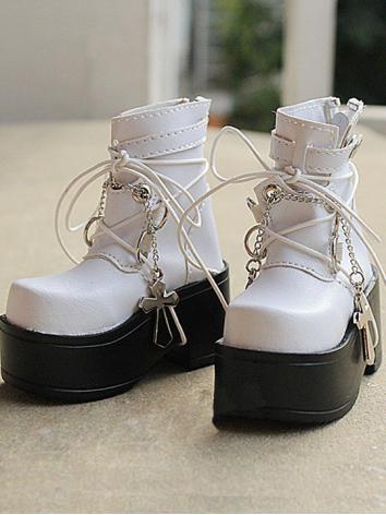 Bjd Shoes Boy/Girl Black/White Punk Short Boots Shoes 8503 for SD Size Ball-jointed Doll
