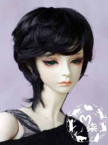 Details about   Black Mini MSD 1/3,9-10inch SD BJD Doll Black Short Curling Hair Wig model 