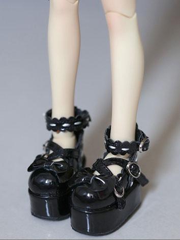 Bjd Girl Black/White Lolita Shoes for SD/MSD Ball-jointed Doll