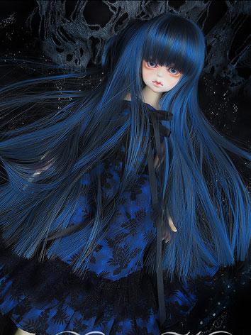 BJD Wig Long Straight Blue Wig for SD/MSD Ball Jointed Doll