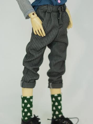 BJD Clothes Male/Female Gray Stripe Ninth Pants for MSD Ball-jointed Doll