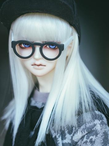 BJD Male/Female White/Light Brown/Blue Straight Hair Wig for SD Size Ball-jointed Doll