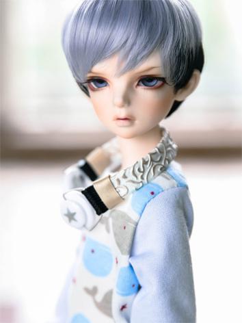BJD Male/Female Silver&Black Short Hair Wig for SD/MSD Size Ball-jointed Doll