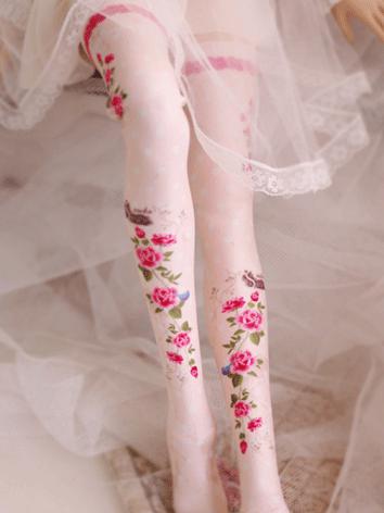 Bjd Socks Lady Pink Rose High Stockings for SD Ball-jointed Doll