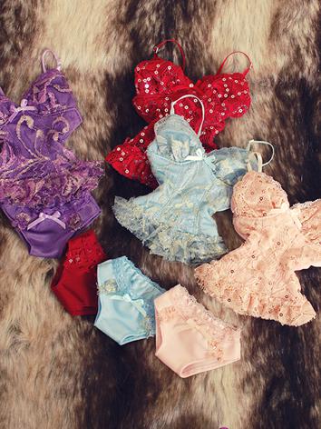 BJD Clothes Purple/Pink/Red/Blue Retro Sweet Underwear Bra+Panties for SD Ball-jointed Doll