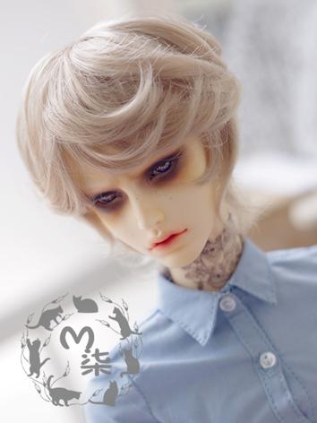 BJD Wig Flaxen Short Curly Hair Wig for YSD/MSD Size Ball-jointed Doll