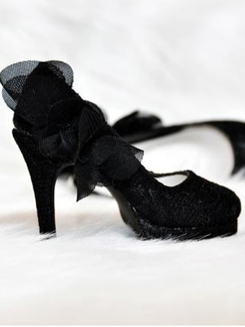 Bjd Girl/Female White/Black Lace High-heel Shoes for SD16 Ball-jointed Doll