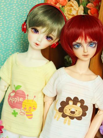 Bjd Clothes 1/4 Boy/Girl Daily Yellow/White T-shirt for MSD Ball-jointed Doll