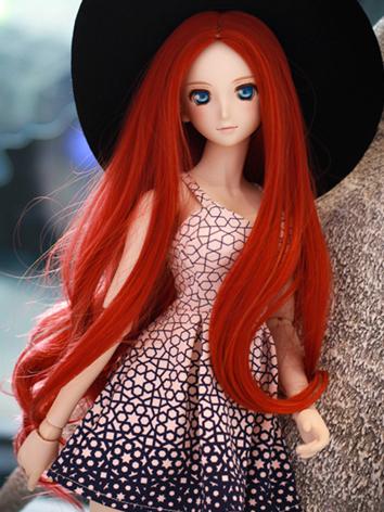 BJD Female Red Long Hair Wig for SD Size Ball-jointed Doll