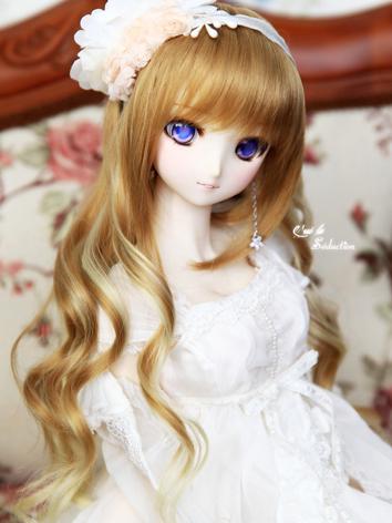 BJD Girl Dark Flaxen Curly Wig CW-12 for SD Size Ball-jointed Doll