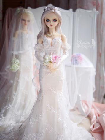 BJD Clothes Girl White Wedding Dress for SD Ball-jointed Doll