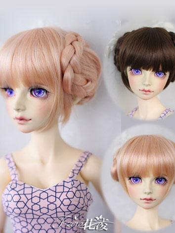 BJD Female Pink/Brown Hair Wig for MSD Size Ball-jointed Doll