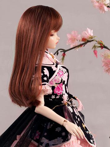 【Limited Edition】BJD 1/4 Bjd Red & Brown Long Hair WG416061 for MSD Size Ball-jointed Doll