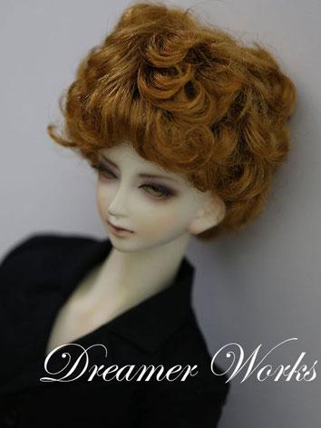 BJD Wig Male Brown/Yellow SHort Curly Hair Wig for SD Size Ball-jointed Doll
