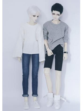 BJD Clothes White/Gray Sweater A180 for MSD/SD/70cm Size Ball-jointed Doll