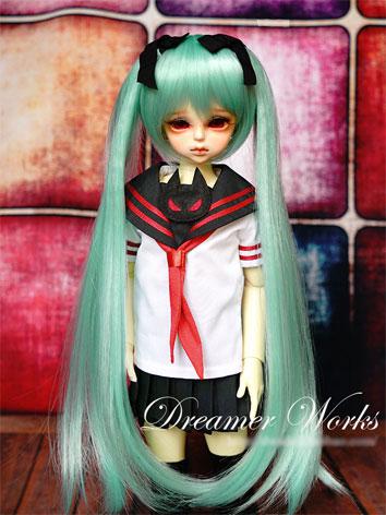 BJD Wig 1/4 Female Green Long Wig for MSD Size Ball-jointed Doll