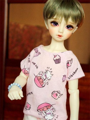 Bjd Clothes 1/3 1/4 Boy/Girl Daily Pink Printed T-shirt for MSD/SD Ball-jointed Doll