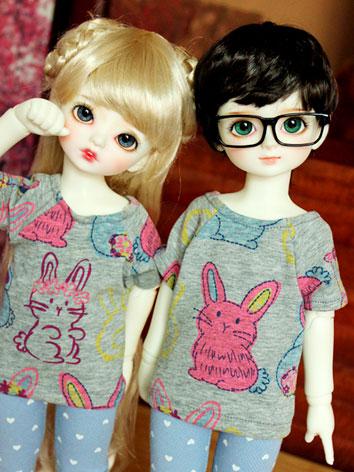 Bjd Clothes 1/4 Boy/Girl Daily Gray Printed T-shirt for MSD Ball-jointed Doll