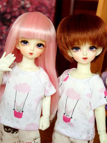Bjd Clothes 1/4 1/6 Boy/Girl Daily Pink Printed T-shirt for MSD/YSD Ball-jointed Doll