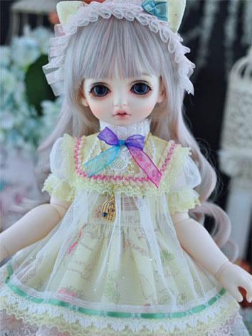 BJD Clothes Female Girl Green/Yellow Cute Dress for MSD/DSD Size Ball-jointed Doll