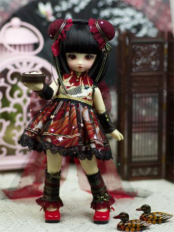 【Limited Item】BJD Clothes 1/6 Girl Black/Red Chinese Suit for YSD Ball-jointed Doll