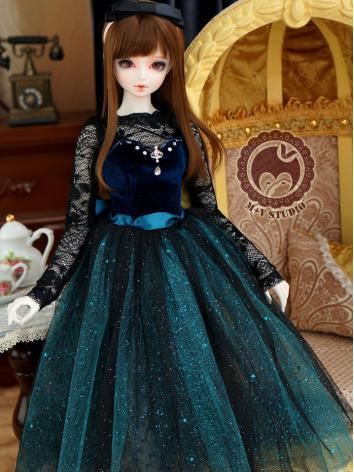 1/3 DD Clothes Girl Retro Long Dress for DD/SD Size Ball-jointed Doll