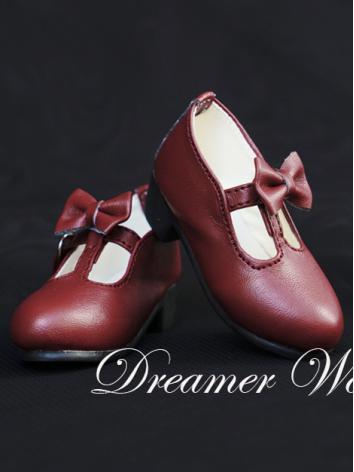 1/3 1/4 Shoes Female Dark Red Shoes for SD/MSD Ball-jointed Doll