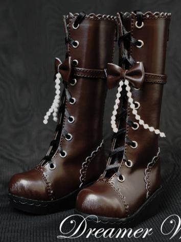 1/3 1/4 Shoes Female Dark Brown Boots for SD/MSD Ball-jointed Doll
