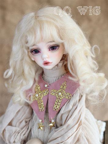 BJD Wig Female Light Gold/Light Brown Curly HAIR Wig for SD/MSD/YSD Size Ball-jointed Doll