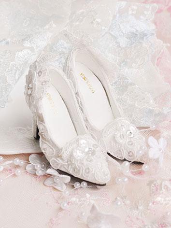 [Limited 5 Pairs]1/3 Shoes Girl White Lace Highheels for SD Ball-jointed Doll