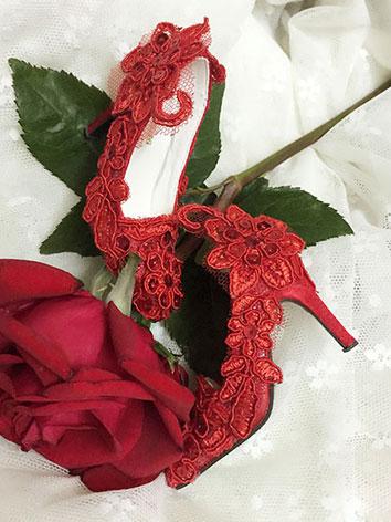 [Limited 5 Pairs]1/3 Shoes Girl Red Lace Highheels for SD Ball-jointed Doll