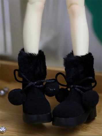 Bjd Boy/Girl Black/White Snow Boots Warm Shoes for MSD/SD Ball-jointed Doll