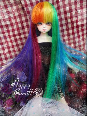 BJD Girl Long Straight Colored Wig for SD/MSD Size Ball-jointed Doll