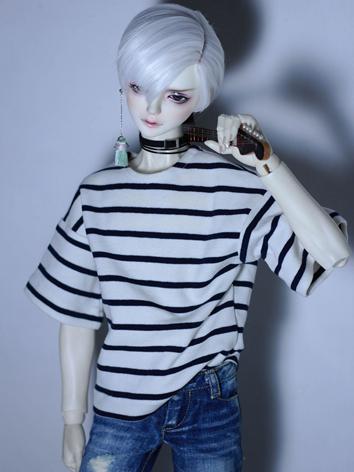 BJD Clothes Boy White/Green Stripe T-Shirt for SD17/70cm Ball-jointed Doll