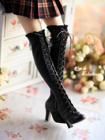 1/3 Girl Shoes Black High Boots High-heel Shoes for SD16/SDGR/SD10/SD13 Ball-jointed Doll