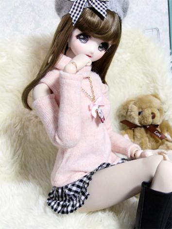 1/3 1/4 Girl Clothes Pink High-neck Sweater for SD/DD/MSD Size Ball-jointed Doll