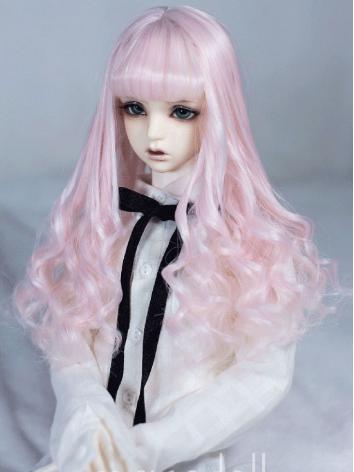 BJD Wig Girl Chocolate/Pink Curly Hair Wig for SD/MSD Size Ball-jointed Doll