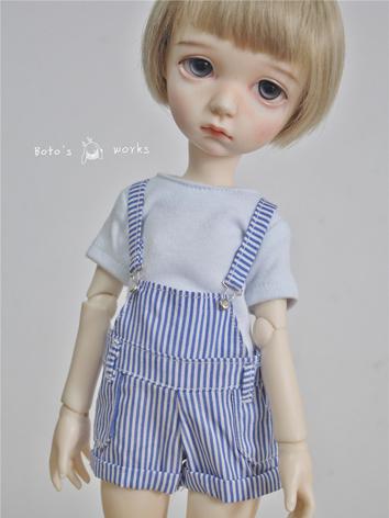 BJD Clothes 1/6 1/4 Girl/Boy Blue/Red Stripe Suspender Pants for MSD/YSD Ball-jointed Doll