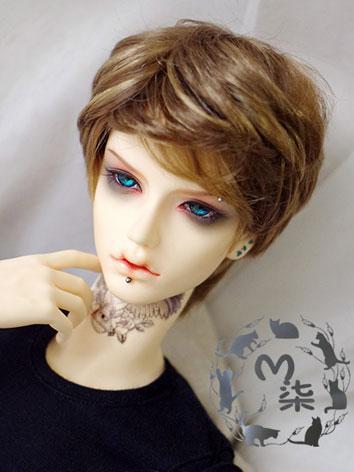 BJD Wig Boy Brown Curly Wig for MSD Size Ball-jointed Doll