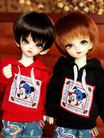 1/6 Clothes Boy/Girl Red/Black T-shirt Hoodies Top for YSD Ball-jointed Doll