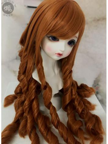 BJD Wig Girl Orange/Light Brown Curly Hair Wig for SD Size Ball-jointed Doll