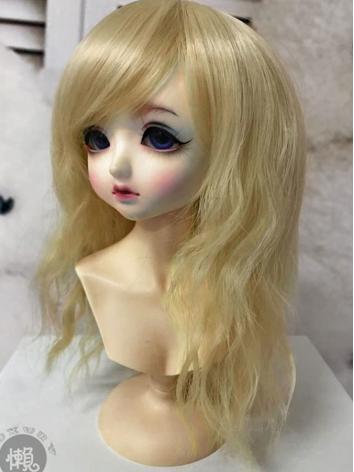 BJD Wig Girl Dark Brown/Light Gold Curly Hair Wig for SD Size Ball-jointed Doll
